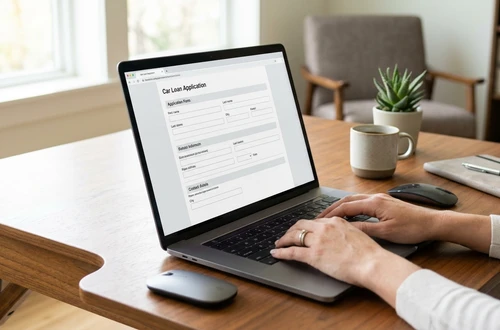 Meridian loan advisor reviewing documents with client